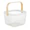 Simplify White Mesh Tote with Bamboo Handle